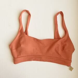 AERIE Crinkle Scoop Bikini Top Large Orange